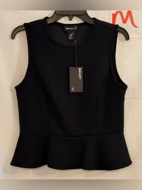 Bailey 44 Black Sleeveless Peplum Tank